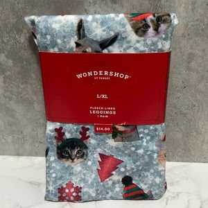 Women’s fleece lined leggings L/XL 12-16 Christmas cats